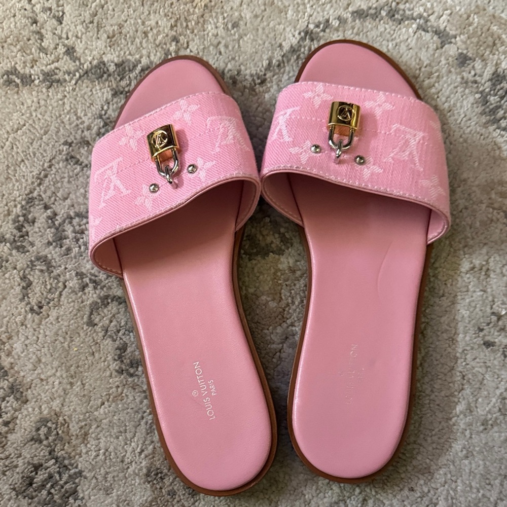 Louis Vuitton Pink Monogram Slide Sandals